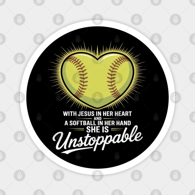 Softball Christian Faith Girl Religious Magnet by Ink Lines